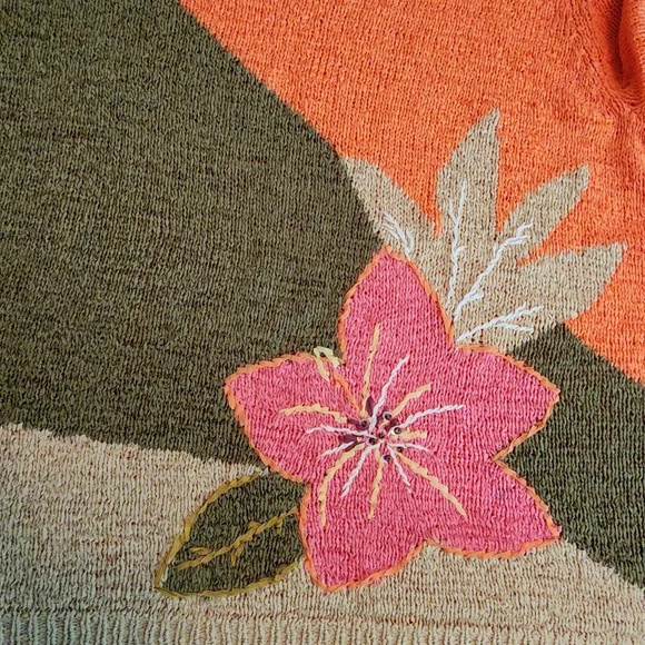 Koret Woman Short Sleeve Knit Blouse Orange Multicolor Plus Size XXL - Picture 6 of 11